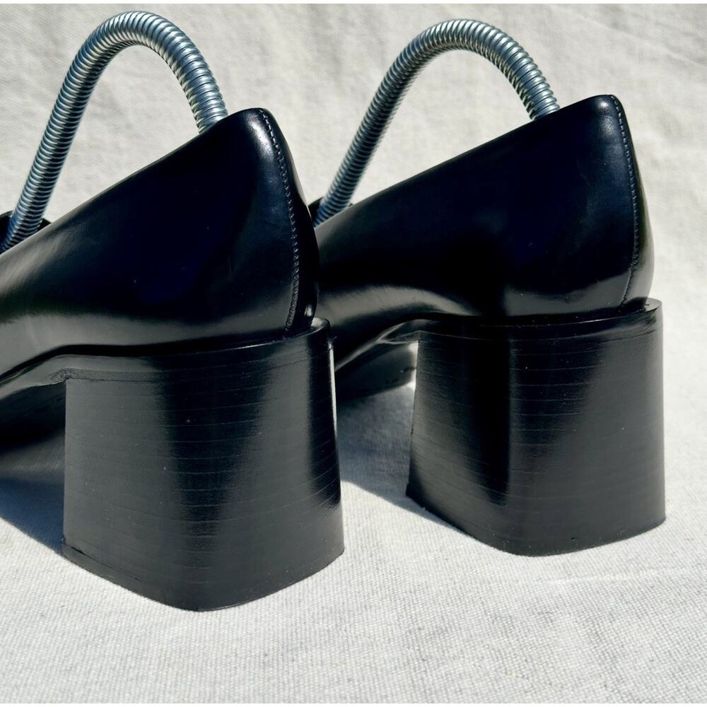 Via Spiga Made In Italy Women’s Black Fine Leather Slip On Heels Pumps Size 10 - Picture 4 of 11